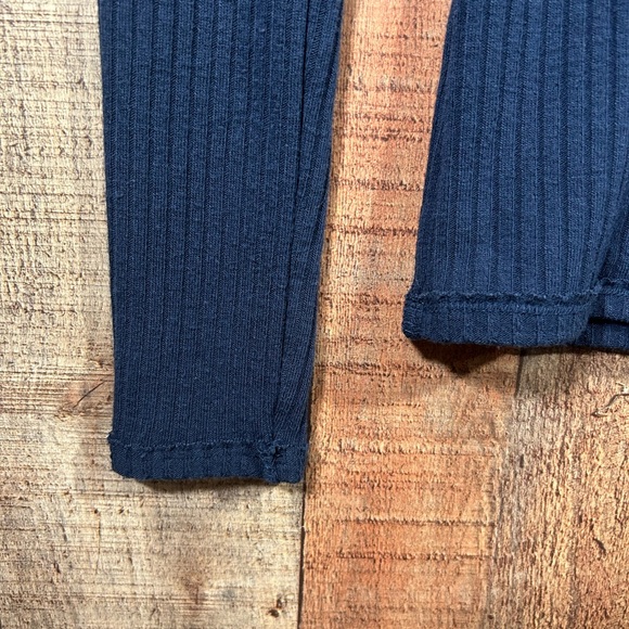 Hollister Y2K 2000s Ribbed Henley Top Navy Blue Long Sleeve Fitted Small Shirt - Picture 4 of 5